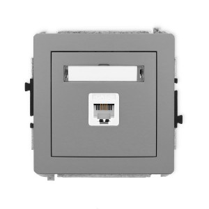 Karlik Deco Szary Mat Mechanizm Gniazda Telefonicznego Pojedynczego 1Xrj11, 4-Stykowy, Beznarzędziowe 27Dgt-1