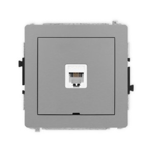 Karlik Deco Szary Mat Mechanizm Gniazda Telefonicznego Pojedynczego 1Xrj11, 4-Stykowy, Beznarzędziowe, Bez Pola Opisowego 27Dgtbo-1