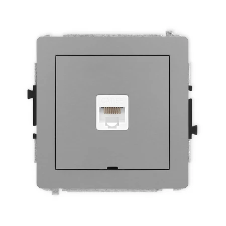 Karlik Deco Szary Mat Mechanizm Gniazda Komputerowego Pojedynczego 1Xrj45, Kat. 5E, 8-Stykowy, Bez Pola Opisowego 27Dgkbo-1