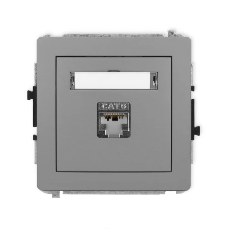 Karlik Deco Szary Mat Mechanizm Gniazda Komputerowego Pojedynczego 1Xrj45, Kat. 5E, Ekranowany, 8-Stykowy 27Dgk-1E