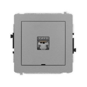 Karlik Deco Szary Mat Mechanizm Gniazda Komputerowego Pojedynczego 1Xrj45, Kat. 5E, Ekranowany, 8-Stykowy, Bez Pola Opisowego 27Dgkbo-1E
