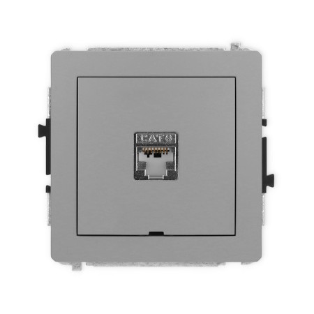 Karlik Deco Szary Mat Mechanizm Gniazda Komputerowego Pojedynczego 1Xrj45, Kat. 5E, Ekranowany, 8-Stykowy, Bez Pola Opisowego 27Dgkbo-1E