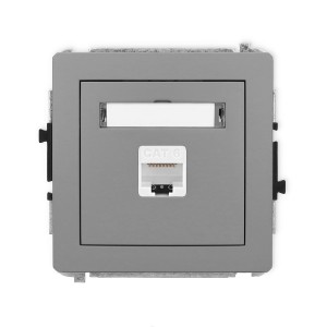 Karlik Deco Szary Mat Mechanizm Gniazda Komputerowego Pojedynczego 1Xrj45, Kat. 6, 8-Stykowy 27Dgk-3