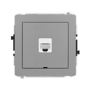 Karlik Deco Szary Mat Mechanizm Gniazda Komputerowego Pojedynczego 1Xrj45, Kat. 6, 8-Stykowy, Bez Pola Opisowego 27Dgkbo-3