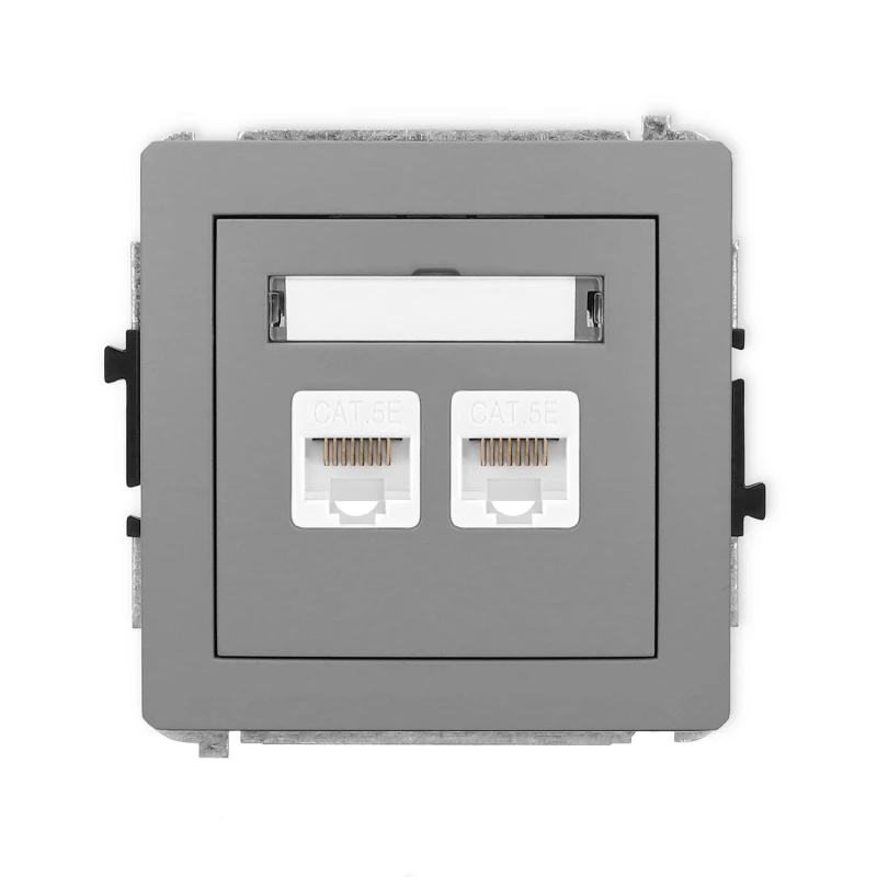 Karlik Deco Szary Mat Mechanizm Gniazda Komputerowego Podwójnego 2Xrj45, Kat. 5E, 8-Stykowy 27Dgk-2