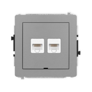 Karlik Deco Szary Mat Mechanizm Gniazda Komputerowego Podwójnego 2Xrj45, Kat. 5E, 8-Stykowy, Bez Pola Opisowego 27Dgkbo-2