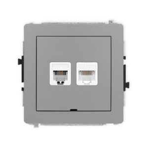 Karlik Deco Szary Mat Mechanizm Gniazda Telefonicznego Pojedynczego 1Xrj11 + Komputerowego Pojedynczego 1Xrj45, Kat. 5E, 8-Stykowy, Beznarzędziowe, Bez Pola Opisowego 27Dgtkbo