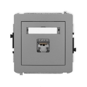 Karlik Deco Szary Mat Mechanizm Gniazda Komputerowego Pojedynczego 1Xrj45, Kat. 6, Ekranowany, 8-Stykowy 27Dgk-5
