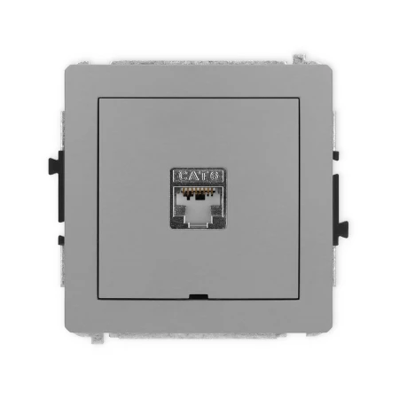 Karlik Deco Szary Mat Mechanizm Gniazda Komputerowego Pojedynczego 1Xrj45, Kat. 6, Ekranowany, 8-Stykowy, Bez Pola Opisowego 27Dgkbo-5