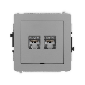 Karlik Deco Szary Mat Mechanizm Gniazda Komputerowego Podwójnego 2Xrj45, Kat. 6, Ekranowany, 8-Stykowy, Bez Pola Opisowego 27Dgkbo-6