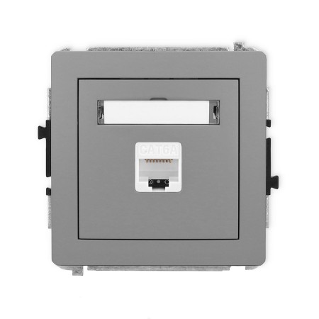Karlik Deco Szary Mat Mechanizm Gniazda Komputerowego Pojedynczego 1Xrj45, Kat. 6A, 8-Stykowy 27Dgk-7