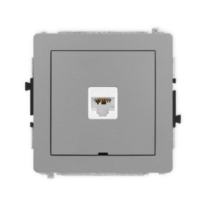 Karlik Deco Szary Mat Mechanizm Gniazda Komputerowego Pojedynczego 1Xrj45, Kat. 6A, 8-Stykowy, Bez Pola Opisowego 27Dgkbo-7