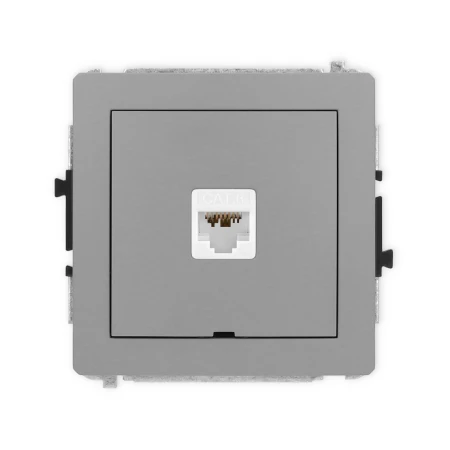 Karlik Deco Szary Mat Mechanizm Gniazda Komputerowego Pojedynczego 1Xrj45, Kat. 6A, 8-Stykowy, Bez Pola Opisowego 27Dgkbo-7