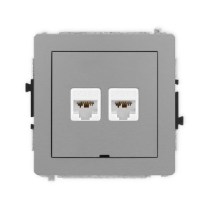 Karlik Deco Szary Mat Mechanizm Gniazda Komputerowego Podwójnego 2Xrj45, Kat. 6A, 8-Stykowy, Bez Pola Opisowego 27Dgkbo-8