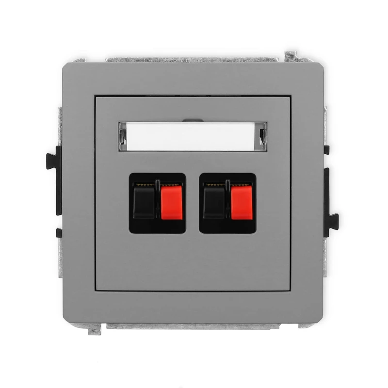 Karlik Deco Szary Mat Mechanizm Gniazda Głośnikowego Podwójnego 27Dgg-2