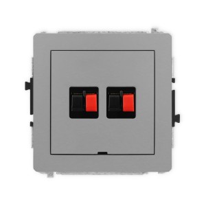 Karlik Deco Szary Mat Mechanizm Gniazda Głośnikowego Podwójnego, Bez Pola Opisowego 27Dggbo-2