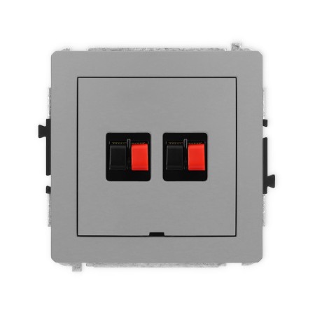 Karlik Deco Szary Mat Mechanizm Gniazda Głośnikowego Podwójnego, Bez Pola Opisowego 27Dggbo-2