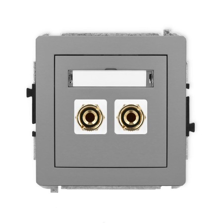 Karlik Deco Szary Mat Mechanizm Gniazda Głośnikowego Pojedynczego (Typu Banan - Czerwony I Czarny, Pozłacany, 4 Mm2, Do Lutowania) 27Dgg-3