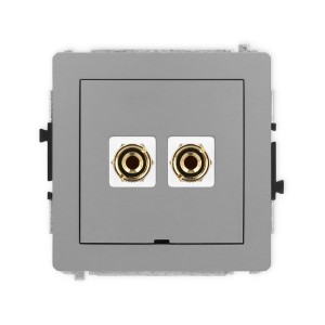 Karlik Deco Szary Mat Mechanizm Gniazda Głośnikowego Pojedynczego, Bez Pola Opisowego (Typu Banan - Czerwony I Czarny, Pozłacany, 4 Mm2, Do Lutowania) 27Dggbo-3