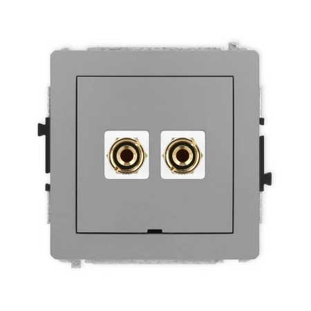 Karlik Deco Szary Mat Mechanizm Gniazda Głośnikowego Pojedynczego, Bez Pola Opisowego (Typu Banan - Czerwony I Czarny, Pozłacany, 4 Mm2, Do Lutowania) 27Dggbo-3
