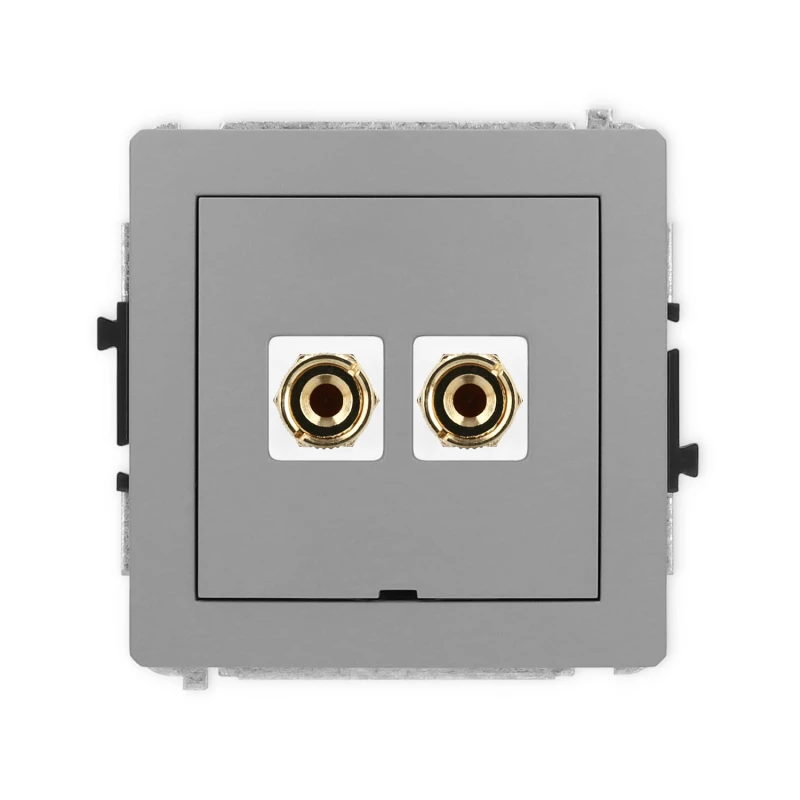 Karlik Deco Szary Mat Mechanizm Gniazda Głośnikowego Pojedynczego, Bez Pola Opisowego (Typu Banan - Czerwony I Czarny, Pozłacany, 4 Mm2, Do Lutowania) 27Dggbo-3