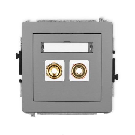 Karlik Deco Szary Mat Mechanizm Gniazda Głośnikowego Pojedynczego (Typu Banan - Czerwony I Czarny, Pozłacany, 4 Mm2, Skręcany) 27Dgg-4