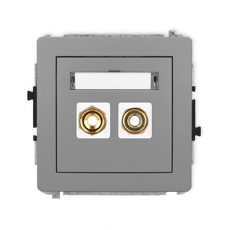 Karlik Deco Szary Mat Mechanizm Gniazda Głośnikowego Pojedynczego (Typu Banan - Czerwony I Czarny, Pozłacany, 4 Mm2, Skręcany) 27Dgg-4