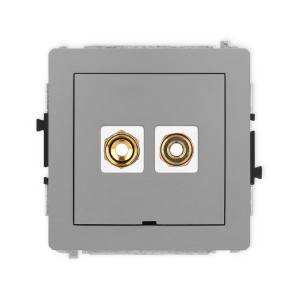 Karlik Deco Szary Mat Mechanizm Gniazda Głośnikowego Pojedynczego, Bez Pola Opisowego (Typu Banan - Czerwony I Czarny, Pozłacany, 4 Mm2, Skręcany) 27Dggbo-4