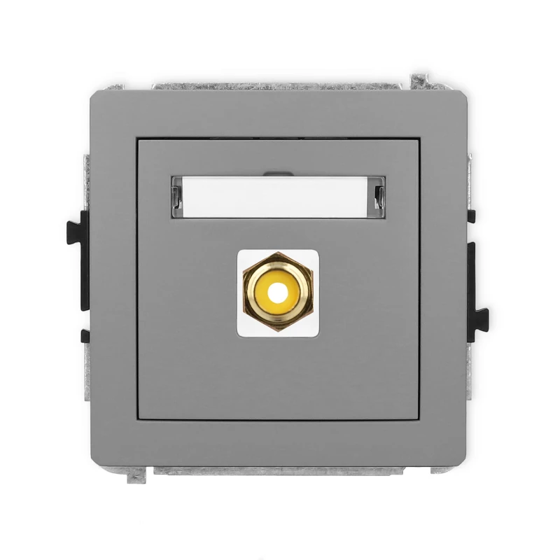 Karlik Deco Szary Mat Mechanizm Gniazda Pojedynczego Rca (Typu Cinch - Żółty, Pozłacany) 27Dgrca-1