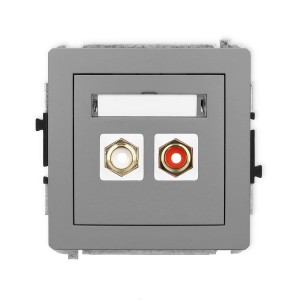 Karlik Deco Szary Mat Mechanizm Gniazda Podwójnego Rca (Typu Cinch - Biały I Czerwony, Pozłacany) 27Dgrca-2