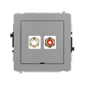 Karlik Deco Szary Mat Mechanizm Gniazda Podwójnego Rca, Bez Pola Opisowego (Typu Cinch - Biały I Czerwony, Pozłacany) 27Dgrcabo-2