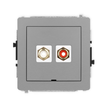 Karlik Deco Szary Mat Mechanizm Gniazda Podwójnego Rca, Bez Pola Opisowego (Typu Cinch - Biały I Czerwony, Pozłacany) 27Dgrcabo-2