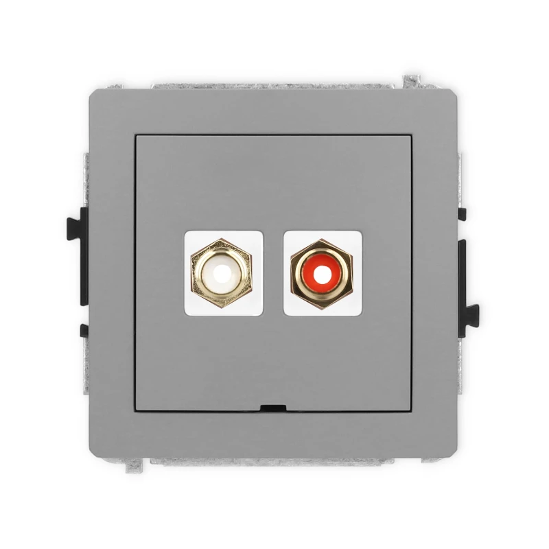 Karlik Deco Szary Mat Mechanizm Gniazda Podwójnego Rca, Bez Pola Opisowego (Typu Cinch - Biały I Czerwony, Pozłacany) 27Dgrcabo-2
