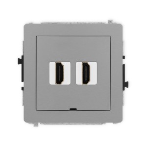 Karlik Deco Szary Mat Mechanizm Gniazda Podwójnego Hdmi 2.0, Bez Pola Opisowego 27Dhdmibo-4