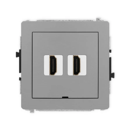Karlik Deco Szary Mat Mechanizm Gniazda Podwójnego Hdmi 2.0, Bez Pola Opisowego 27Dhdmibo-4