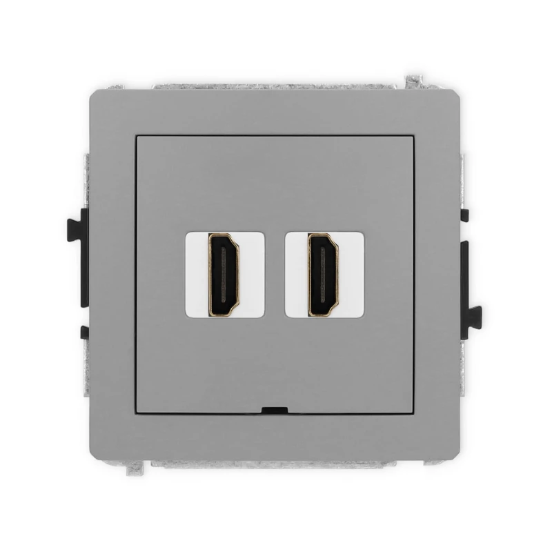 Karlik Deco Szary Mat Mechanizm Gniazda Podwójnego Hdmi 2.0, Bez Pola Opisowego 27Dhdmibo-4