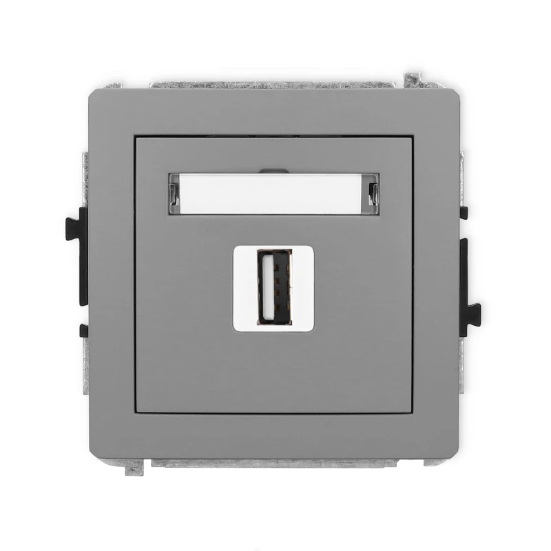 Karlik Deco Szary Mat Mechanizm Gniazda Pojedynczego Usb A-A 2.0 27Dgusb-1