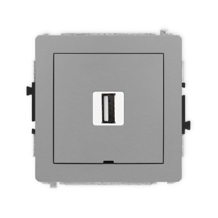Karlik Deco Szary Mat Mechanizm Gniazda Pojedynczego Usb A-A 2.0, Bez Pola Opisowego 27Dgusbbo-1