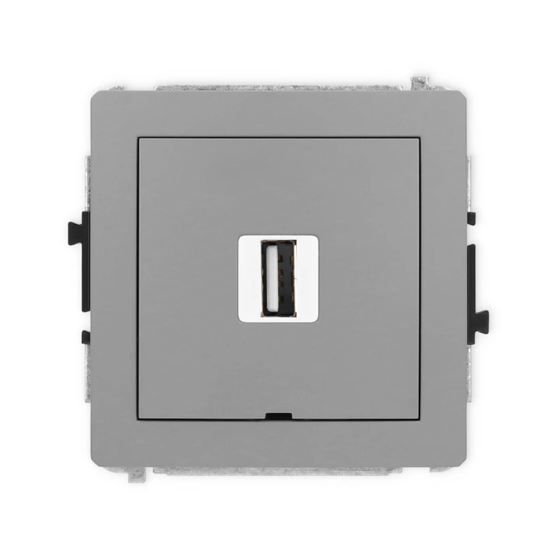 Karlik Deco Szary Mat Mechanizm Gniazda Pojedynczego Usb A-A 2.0, Bez Pola Opisowego 27Dgusbbo-1
