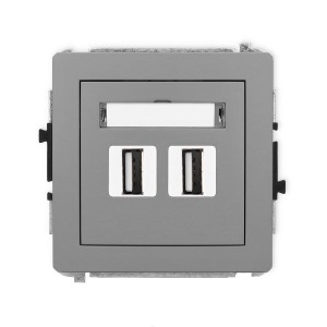 Karlik Deco Szary Mat Mechanizm Gniazda Podwójnego 2Xusb A-A 2.0 27Dgusb-2