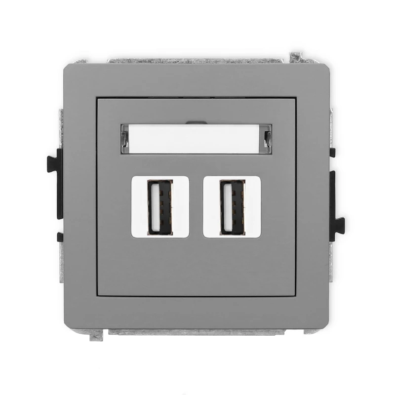 Karlik Deco Szary Mat Mechanizm Gniazda Podwójnego 2Xusb A-A 2.0 27Dgusb-2