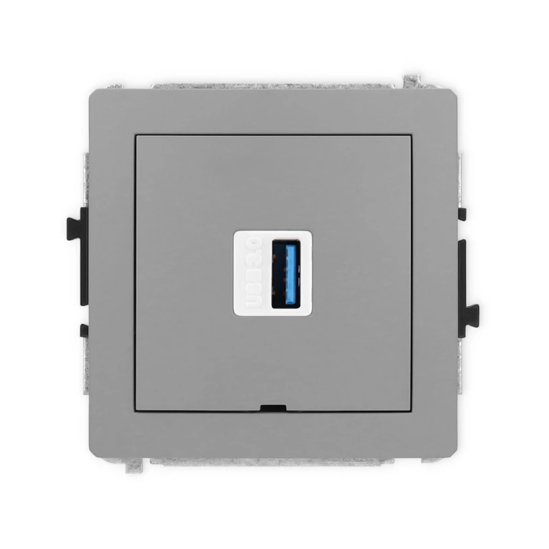 Karlik Deco Szary Mat Mechanizm Gniazda Pojedynczego Usb A-A 3.0, Bez Pola Opisowego 27Dgusbbo-5