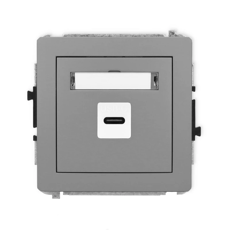 Karlik Deco Szary Mat Mechanizm Gniazda Pojedynczego 1Xusb C-C 27Dgusb-7