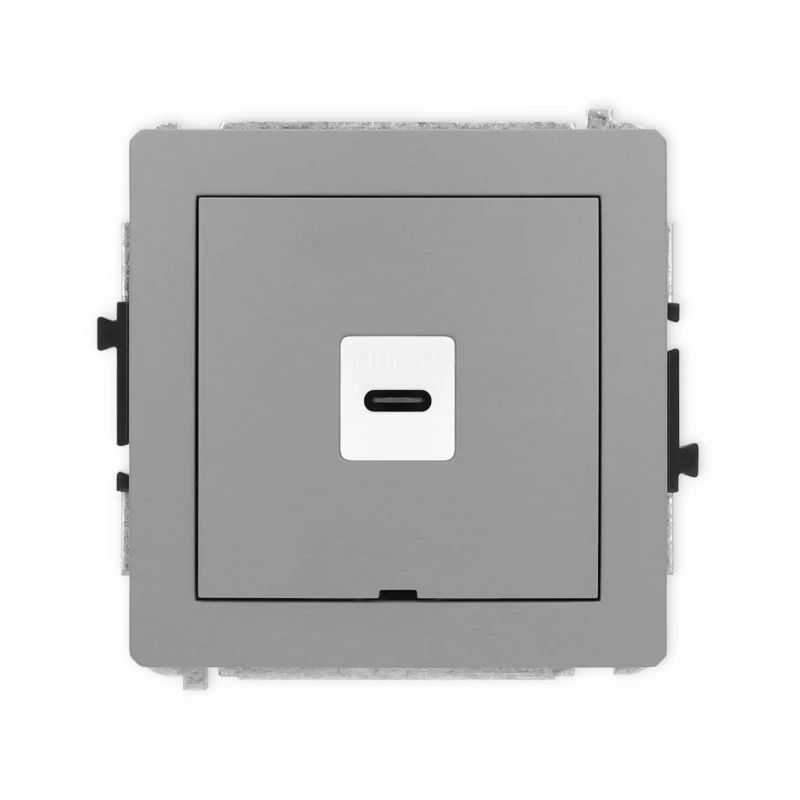 Karlik Deco Szary Mat Mechanizm Gniazda Pojedynczego 1Xusb C-C, Bez Pola Opisowego 27Dgusbbo-7