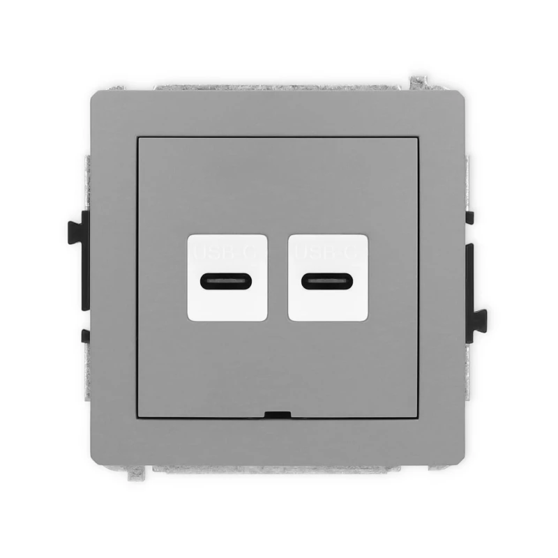Karlik Deco Szary Mat Mechanizm Gniazda Podwójnego 2Xusb C-C, Bez Pola Opisowego 27Dgusbbo-8