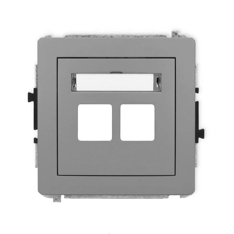 Karlik Deco Szary Mat Mechanizm Gniazda Multimedialnego Podwójnego Bez Modułu (Standard Keystone) 27Dgm-2P