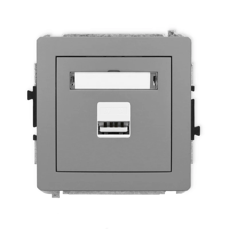 Karlik Deco Szary Mat Mechanizm Ładowarki Usb Pojedynczej, 5V, 1A 27Dcusb-1