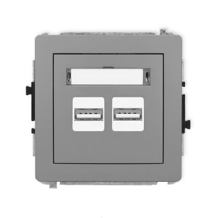 Karlik Deco Szary Mat Mechanizm Ładowarki Usb Podwójnej, 5V, 3.1A 27Dcusb-6