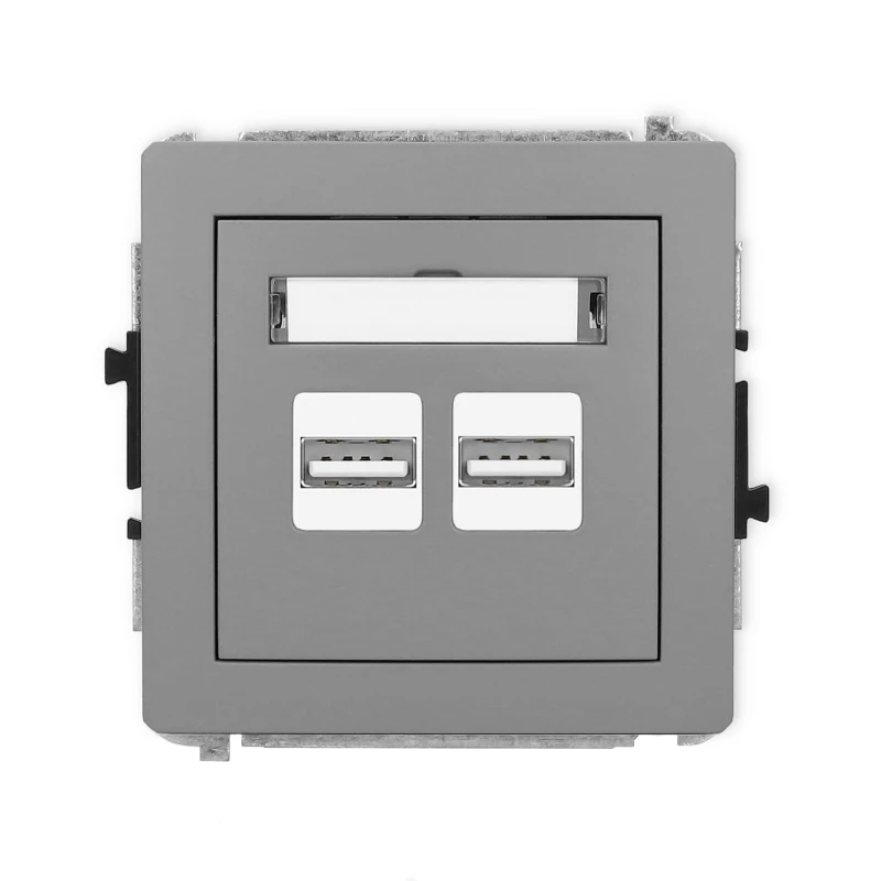 Karlik Deco Szary Mat Mechanizm Ładowarki Usb Podwójnej, 5V, 3.1A 27Dcusb-6