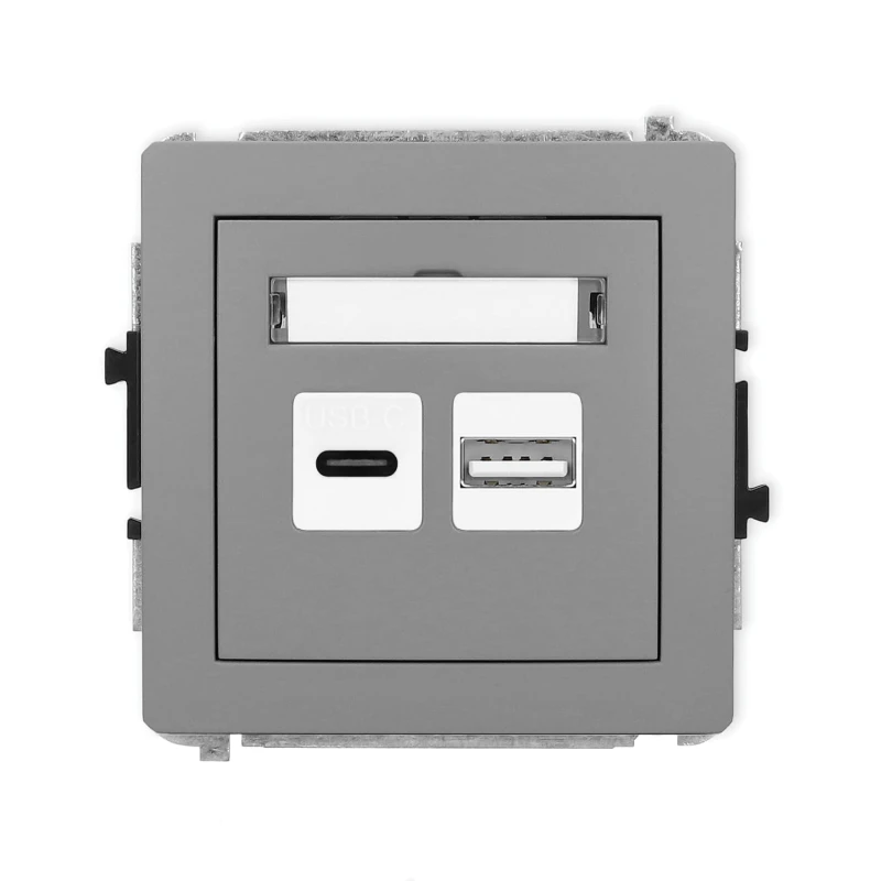 Karlik Deco Szary Mat Mechanizm Ładowarki Usb Podwójnej Usb C + Usb A, 20W Max. 27Dcusb-8